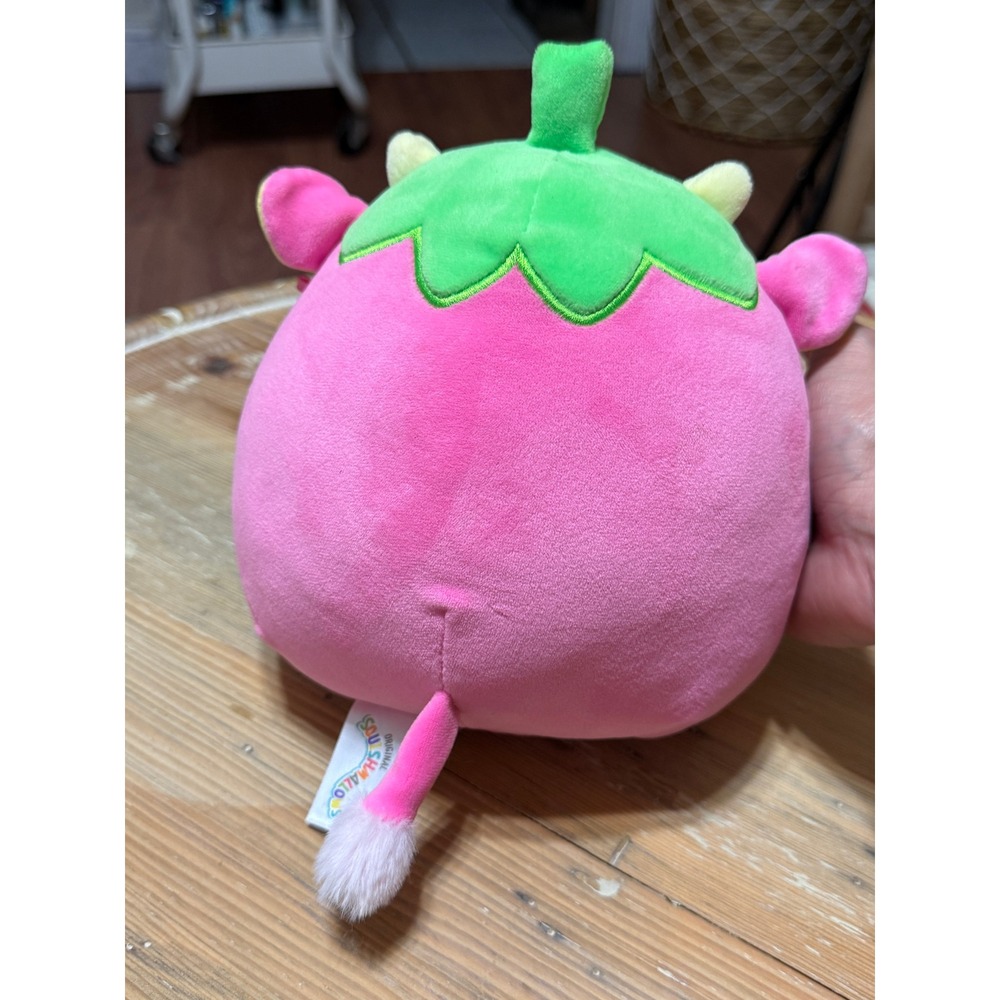 Squishmallows Strawberry Cow Plush Pink Green Stuffed Animal Original - Picture 2 of 3